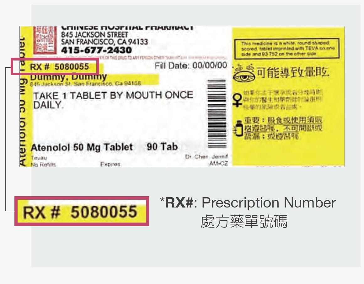 drug rx label